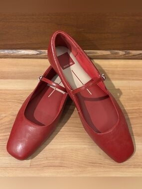 Dolce Vita Red Mary Jane Flats with Slim Strap